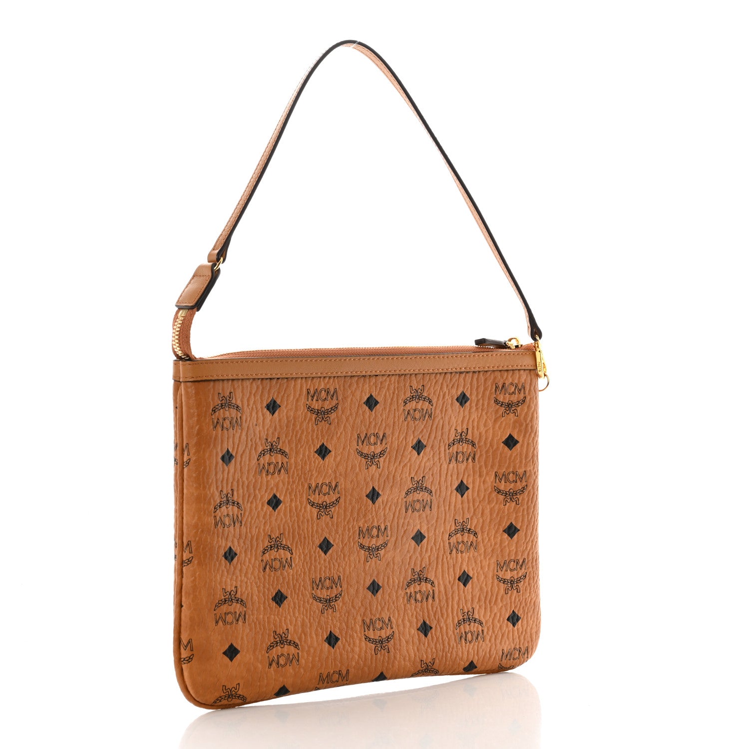 MCM Visetos Liz Shopper Tote Pouch Cognac 1293473 – FASHIONPHILE