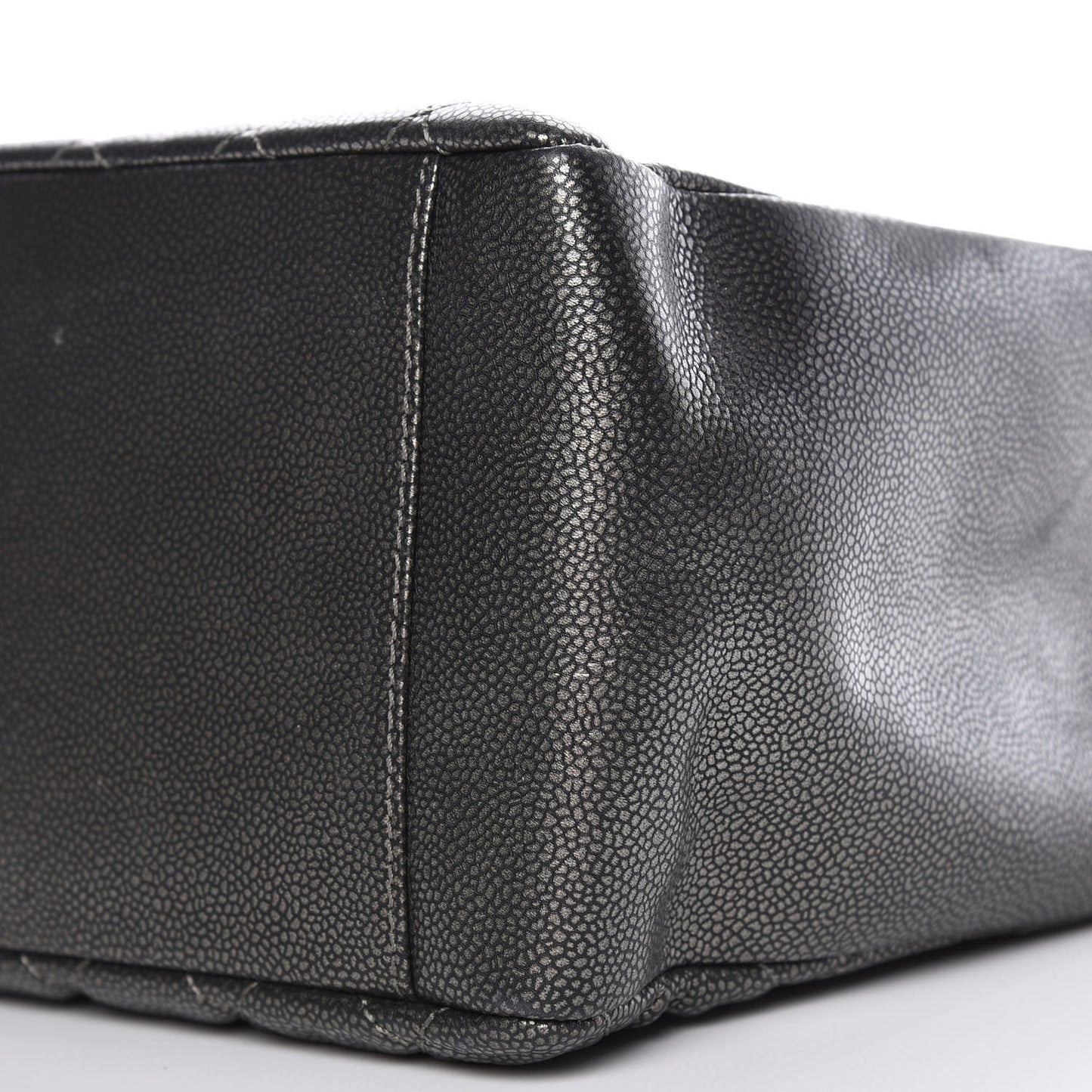Metallic Caviar Quilted Grand Shopping Tote GST Dark Silver