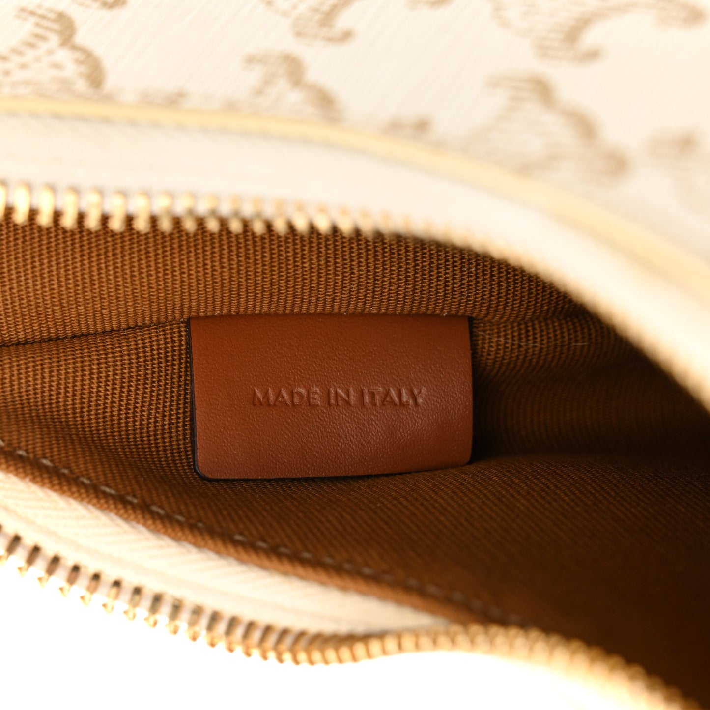 Canvas Calfskin Ava Triomphe Shoulder Bag White