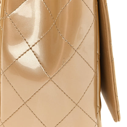 Chanel Metallic Patent Quilted Maxi Single Flap Beige 15 of 16