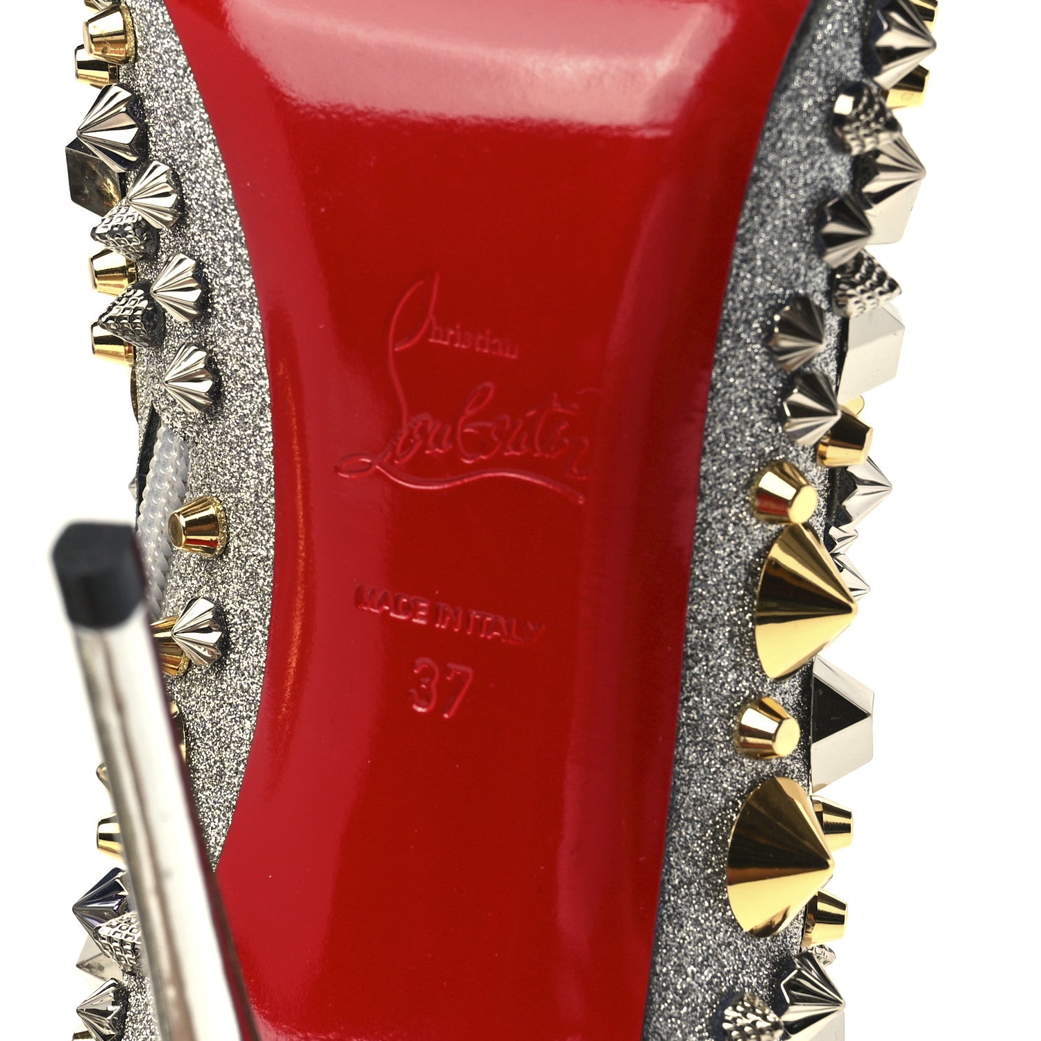 Christian Louboutin Calfskin Specchio Glitter So Full Kate 100 Ankle Boots 37 Silver Multicolor 6 of 7