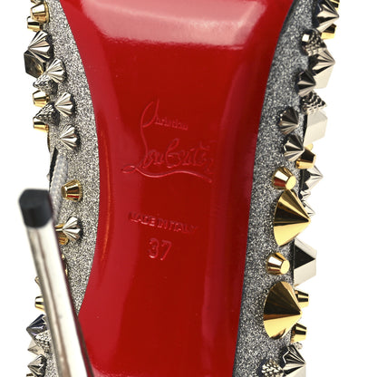 Christian Louboutin Calfskin Specchio Glitter So Full Kate 100 Ankle Boots 37 Silver Multicolor 6 of 7