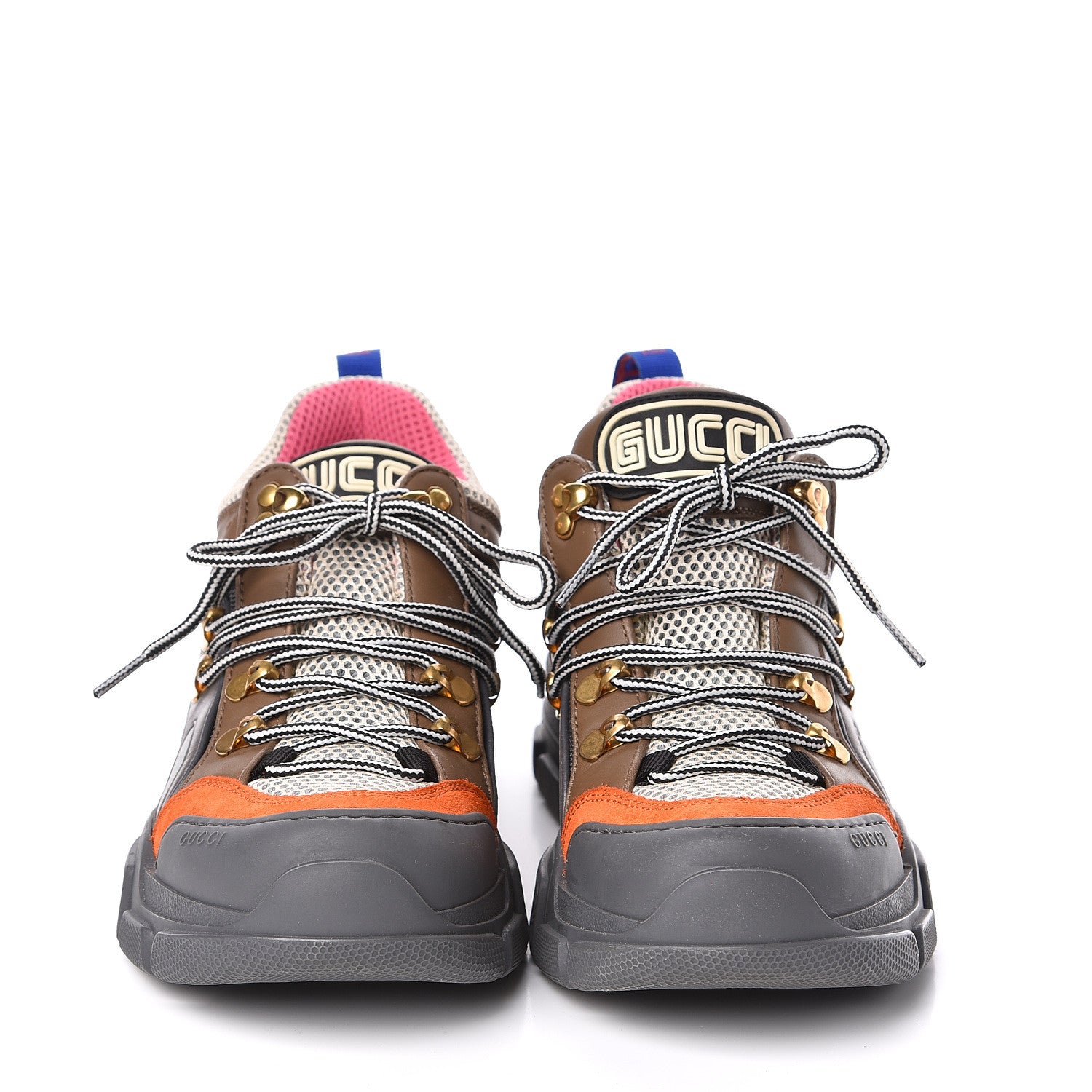 Gucci X SEGA Mesh Canvas Calfskin Womens Flashtrek Sneakers White Box Pink Ardesia Loess 2 of 10