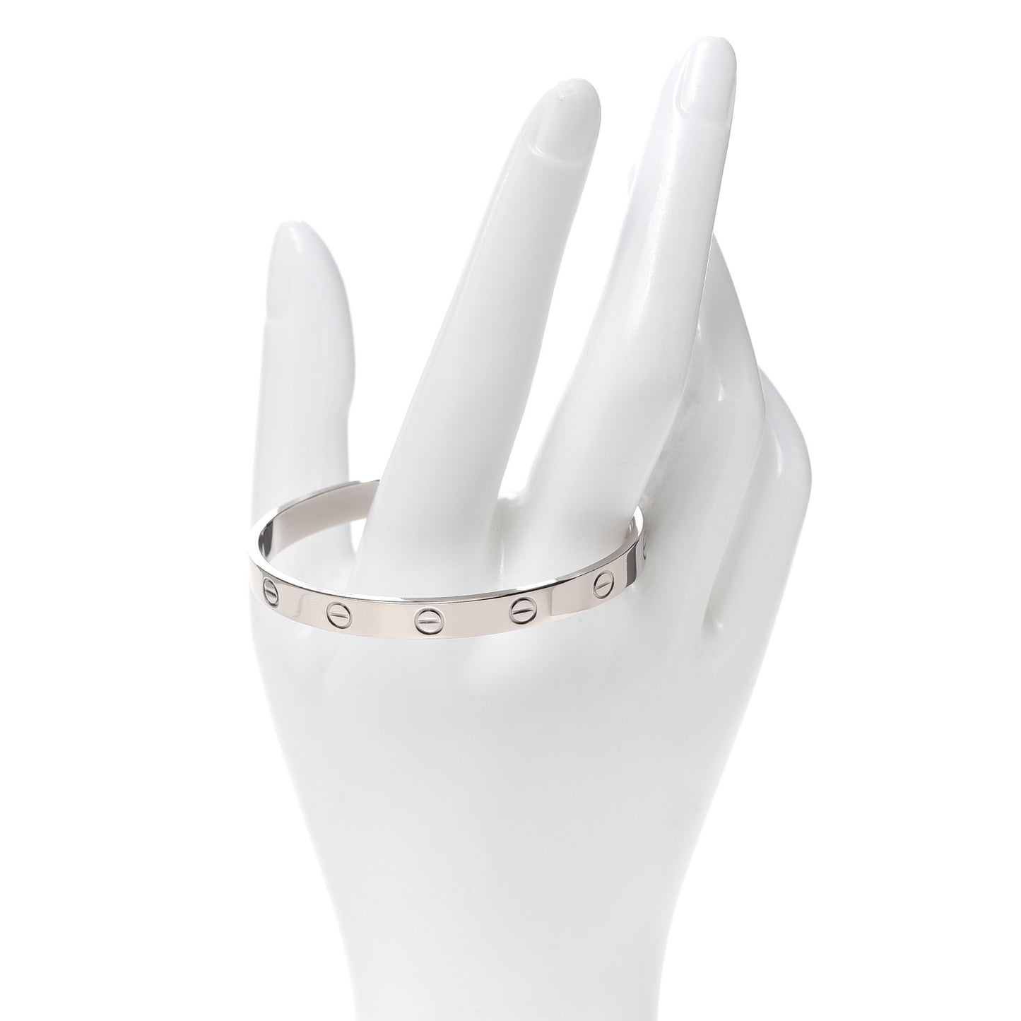 18K White Gold LOVE Cuff Bracelet 17
