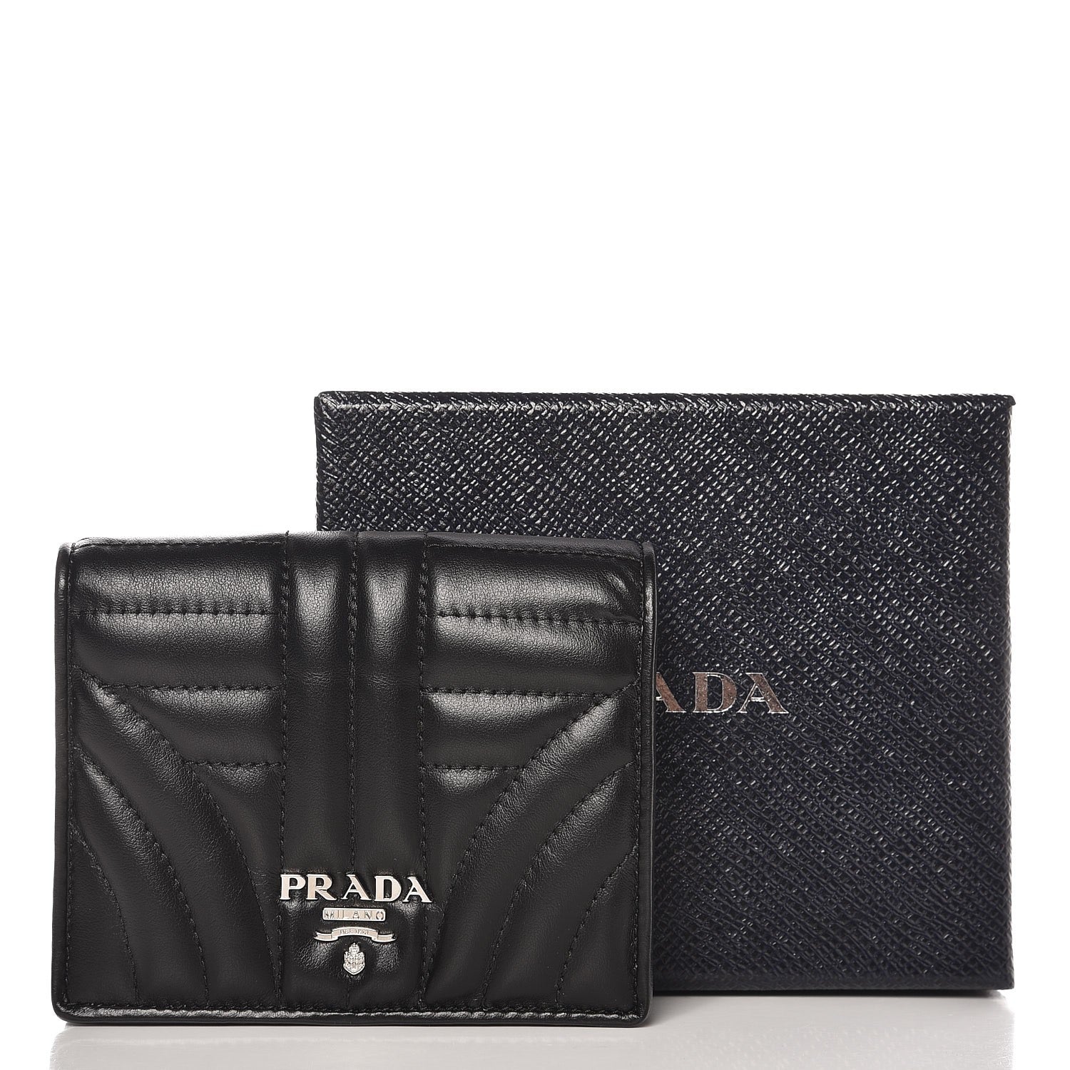 Prada Soft Calfskin Impunture Diagramme Wallet Black 7 of 7