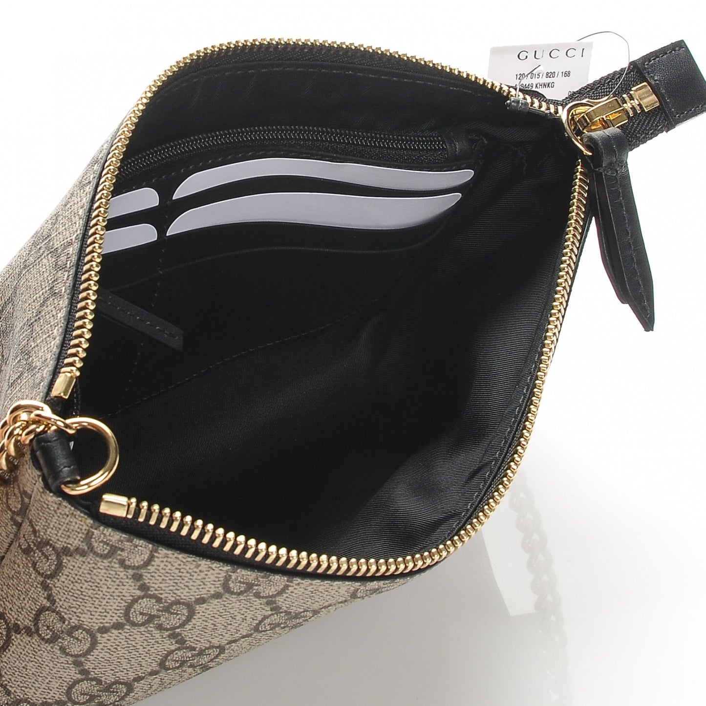 GG Supreme Monogram Wrist Wallet Black