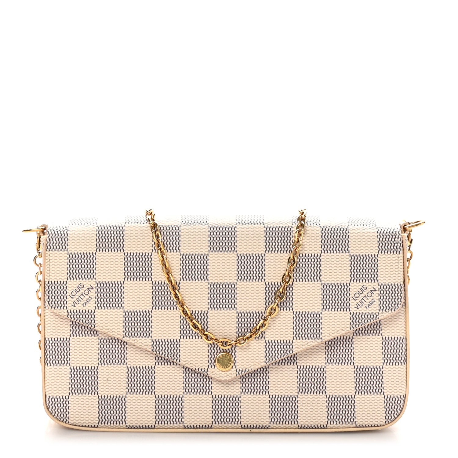 Louis Vuitton Damier Azur Pochette Felicie Chain Wallet Rose Ballerine 1 of 9