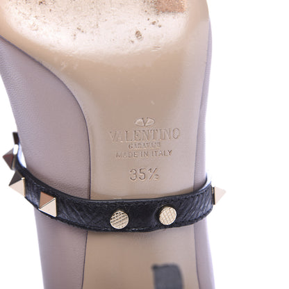 Valentino Garavani Nappa Rockstud Studwrap Strap 105mm Pumps 35.5 Poudre Black 7 of 10