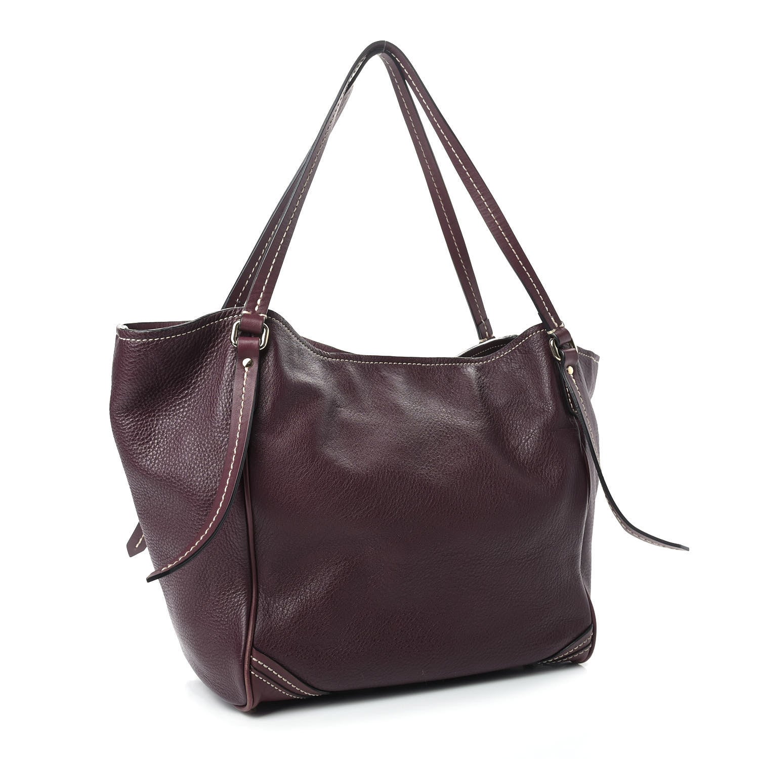 Burberry Calfskin Saddle Stitch Small Canterbury Tote Burgundy 3 of 9