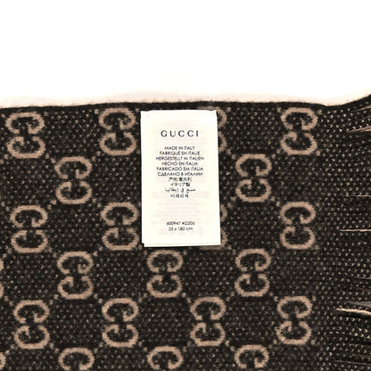 Gucci Wool GG Monogram Knit Longfog Scarf Beige Dark Brown 3 of 3