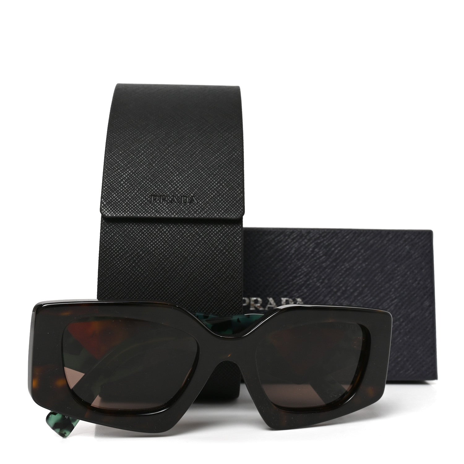 Prada Acetate Square Sunglasses SPR 15Y Tortoise Green 7 of 7