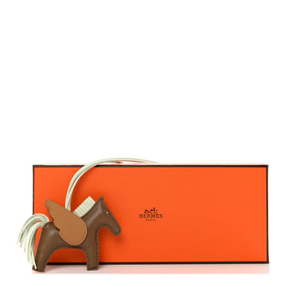 Hermes Milo Lambskin Grigri Rodeo Pegase Horse Bag Charm PM Etoupe Vert Fizz Biscuit 8 of 8