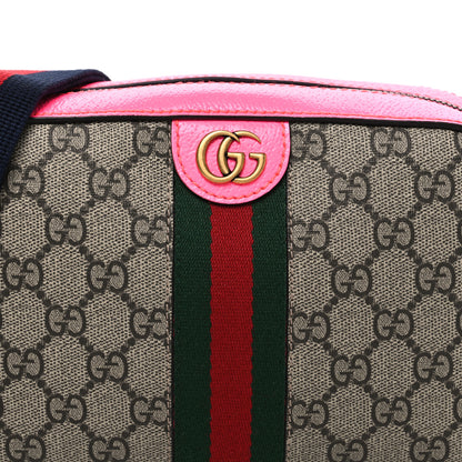 Gucci GG Supreme Monogram Textured Dollar Calfskin Web Ophidia Small Crossbody Bag Beige Ebony Fuchsia 7 of 9