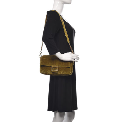 Fendi Velvet FF Embossed Baguette Camaleonte 2 of 18