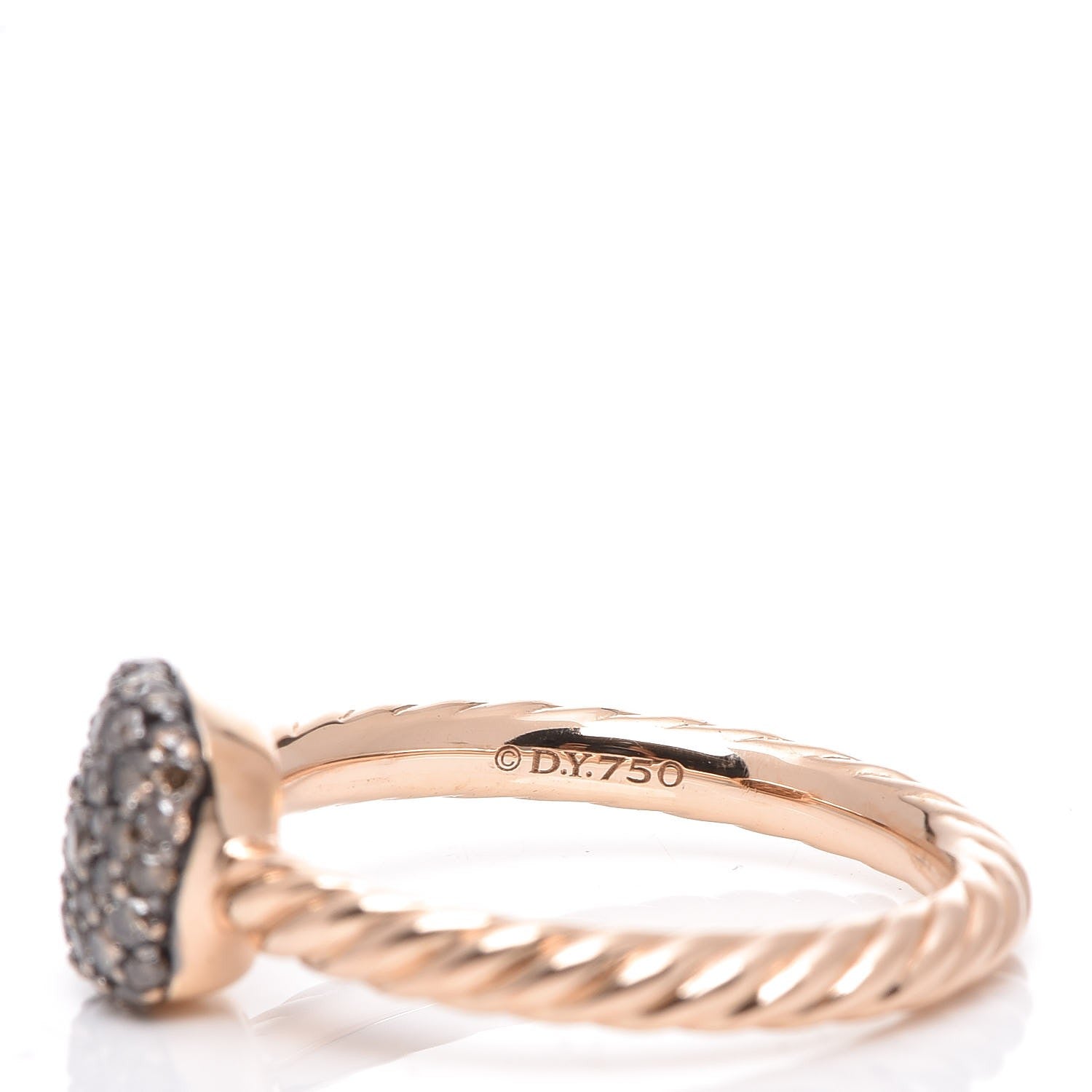 David Yurman 18K Rose Gold Cognac Diamond Petite Pavé Ring 49 4.75 4 of 5