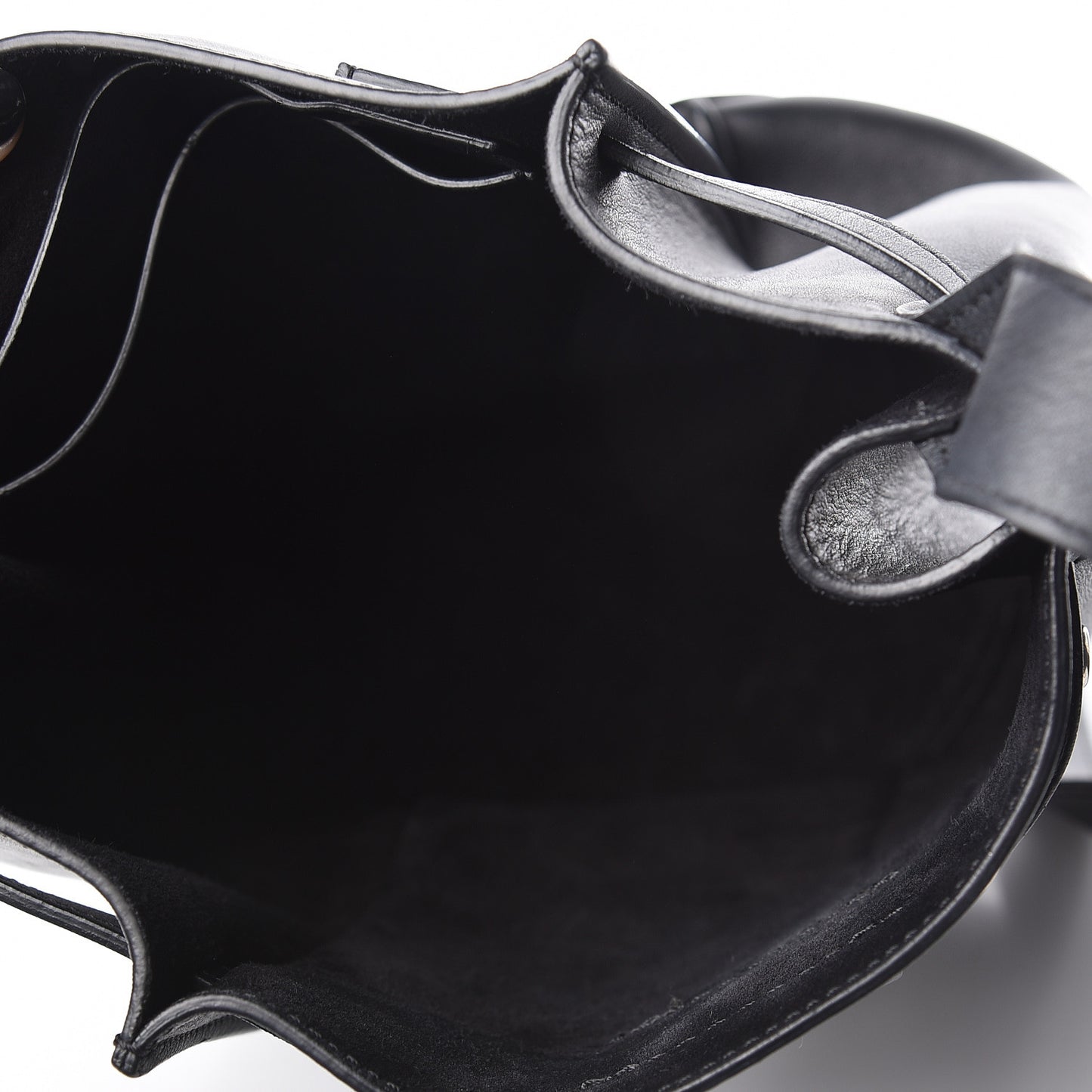 Smooth Calfskin Long Strap Big Bucket Bag Black