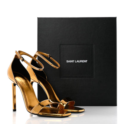 Saint Laurent Metallic Lambskin Amber 105 Ankle Strap Sandals 38 Egypt Gold 9 of 9