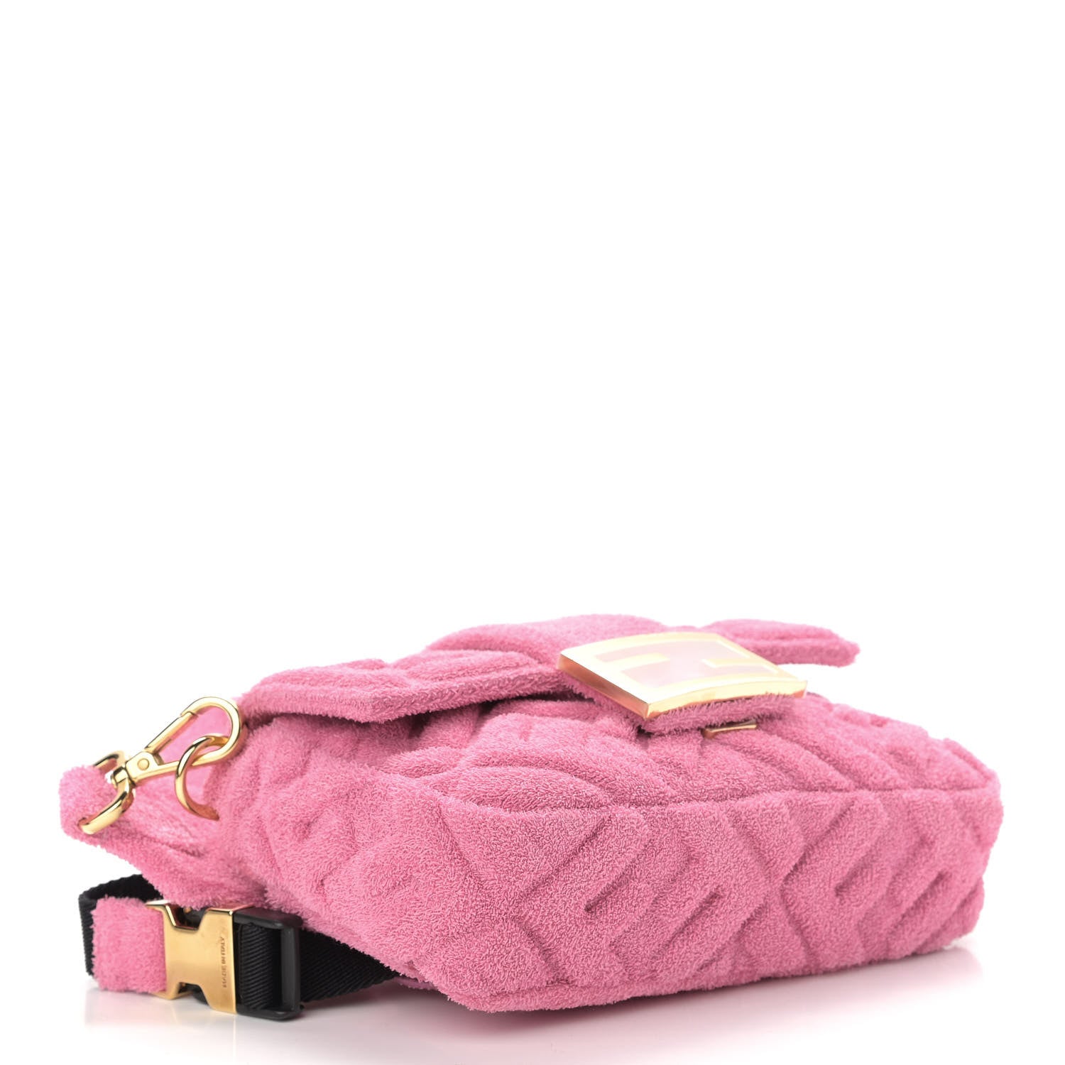 Fendi Terry Cloth Vitello Century Matte FF 1974 Embossed Belt Baguette Lollypop 4 of 10