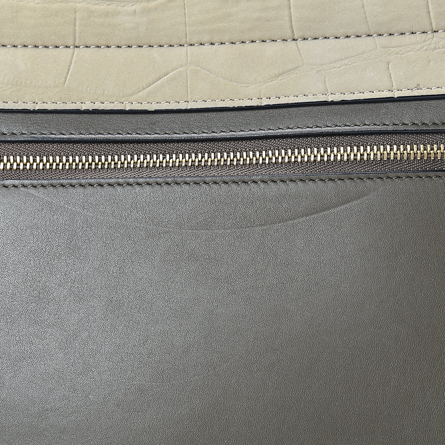 Celine Crocodile Embossed Calfskin Suede Medium Trapeze Taupe 16 of 19