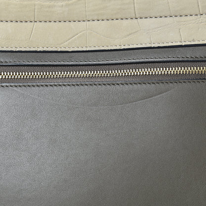 Celine Crocodile Embossed Calfskin Suede Medium Trapeze Taupe 16 of 19