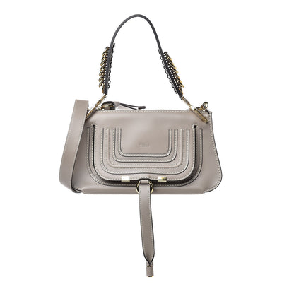 Chloe Shiny Calfskin Small Marcie Saddle Shoulder Bag Motty Grey 1 of 10