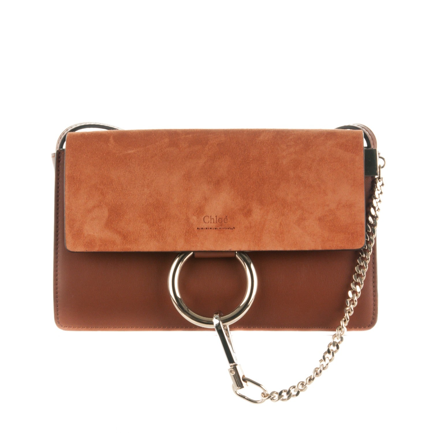 Chloe Suede Calfskin Small Faye Shoulder Bag Tobacco 1 of 8
