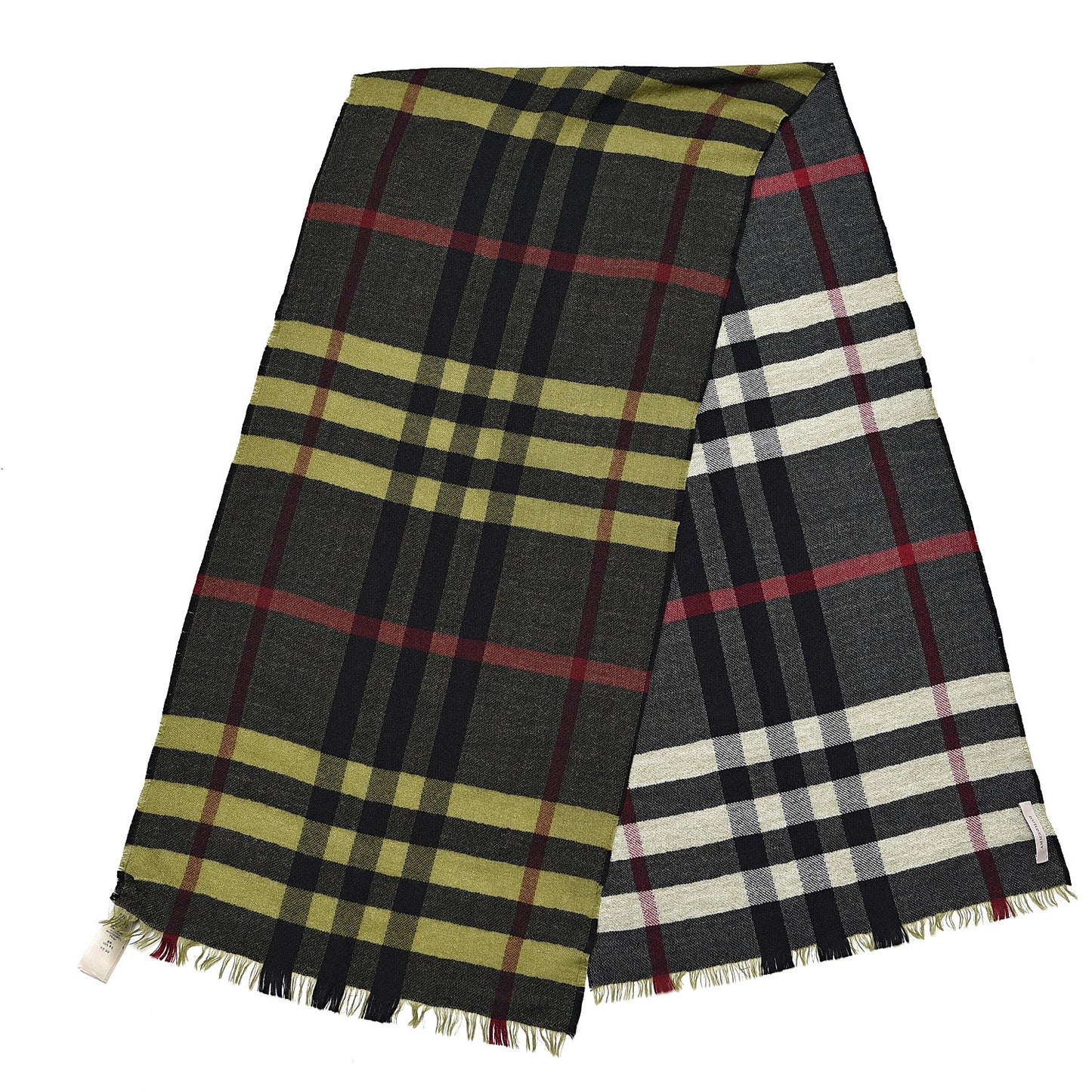 Wool Check Lightweight Scarf Green