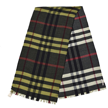 Burberry Wool Check Lightweight Scarf Green 3 of 5