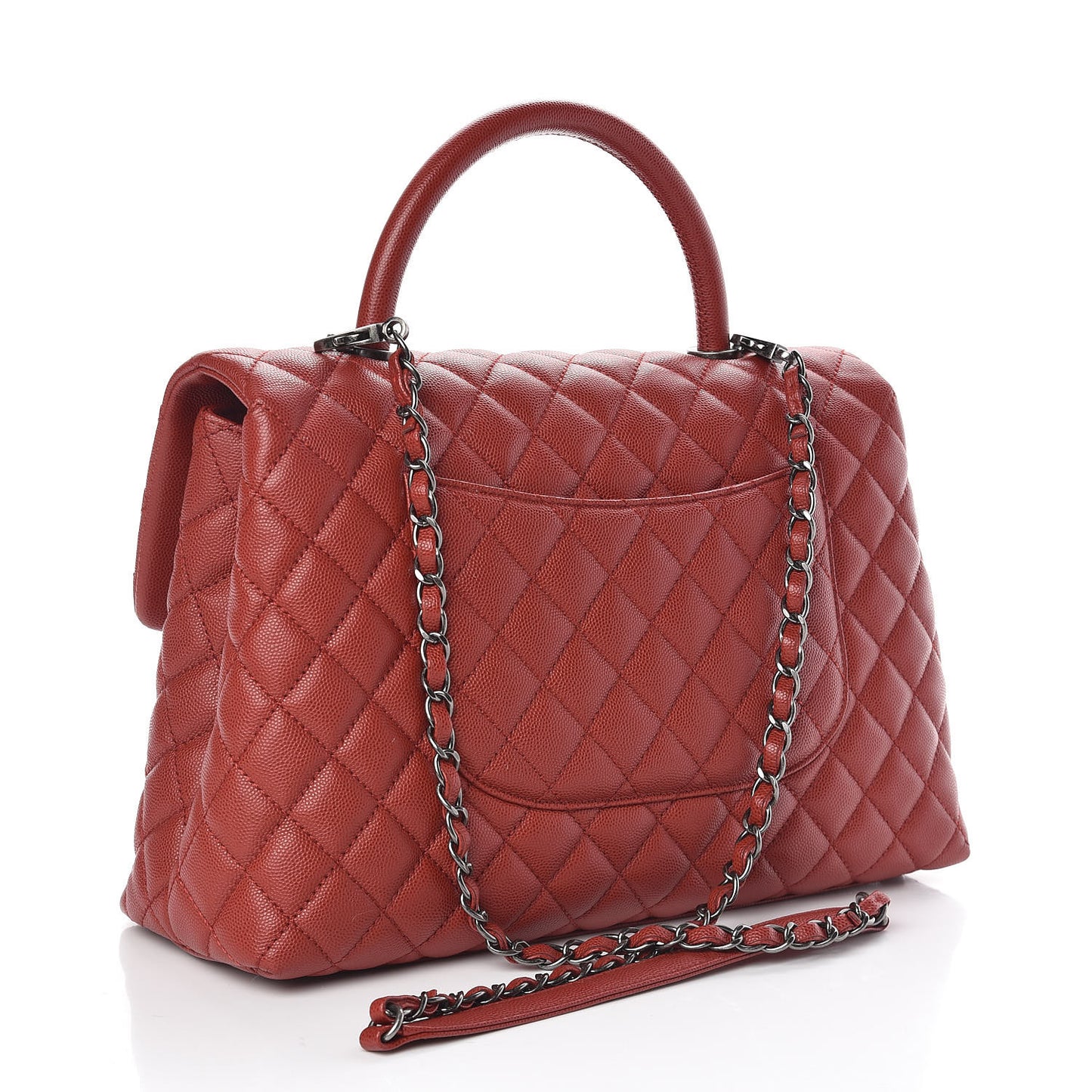 Caviar Quilted Medium Coco Handle Flap Dark Red