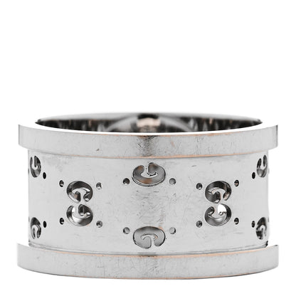 Gucci 18K White Gold Diamond 10.5mm Icon Twirl Band Ring 52 6 5 of 8