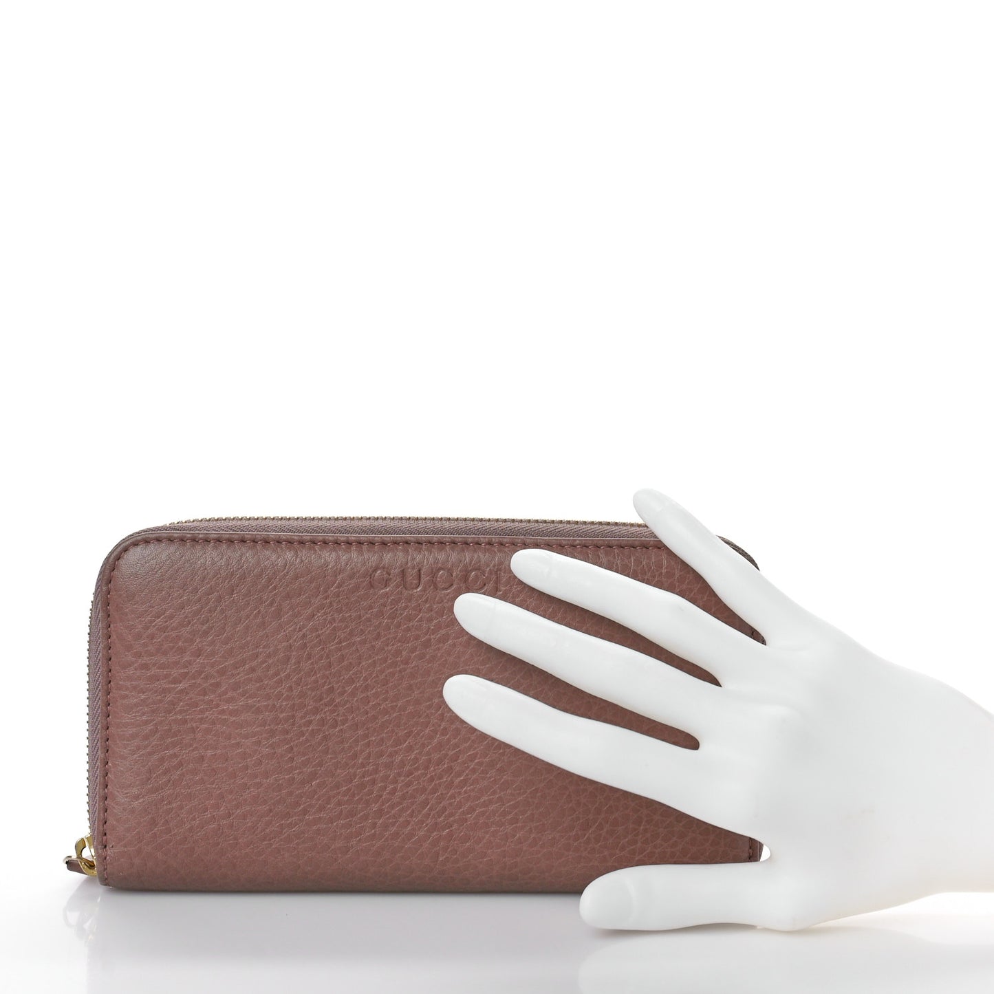 Dollar Calfskin Zip Around Wallet Rosy Phard