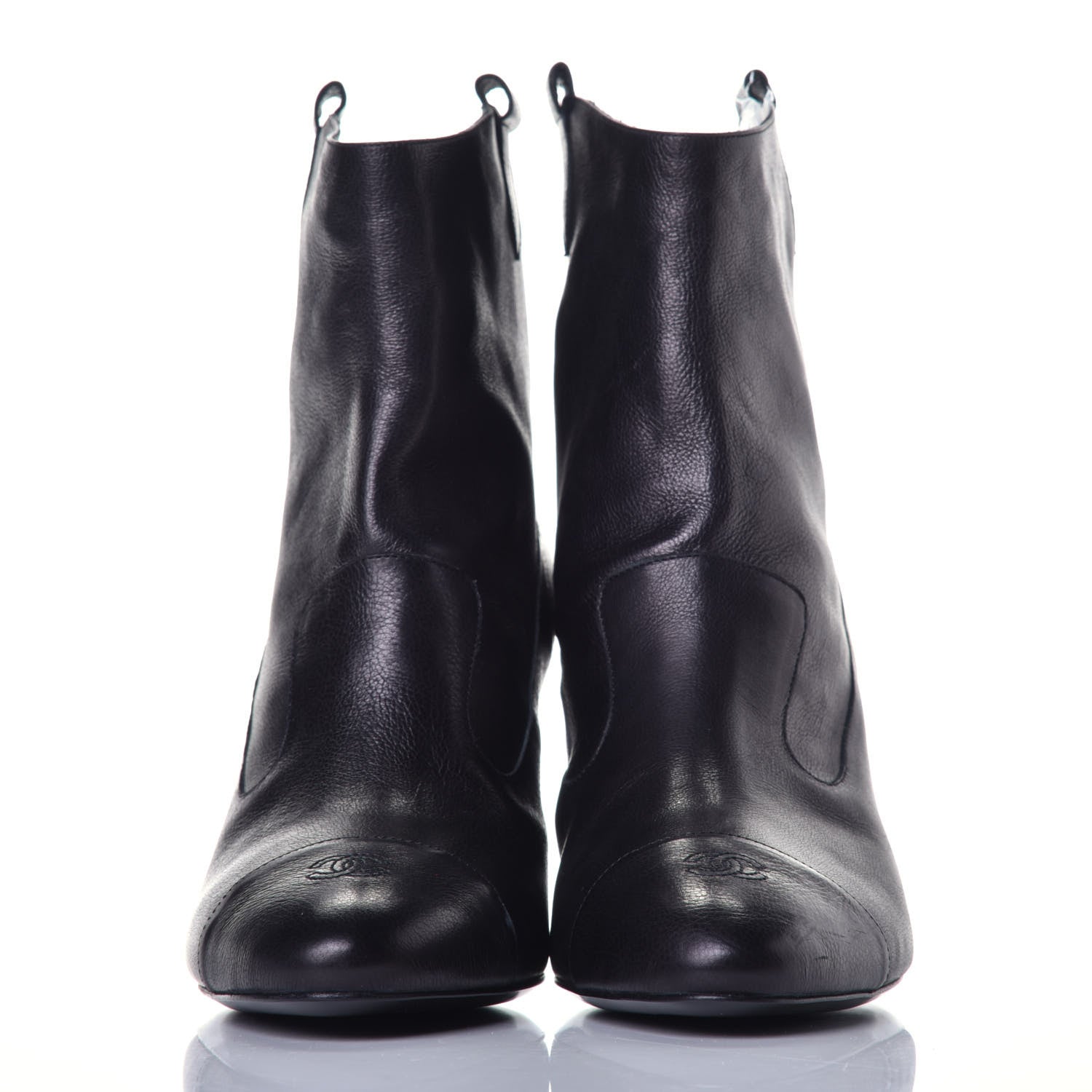 Chanel Lambskin Cap Toe Ankle Boots 39 Black 2 of 9