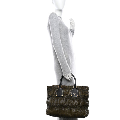 Prada Nappa Gaufre Tote Green 2 of 9