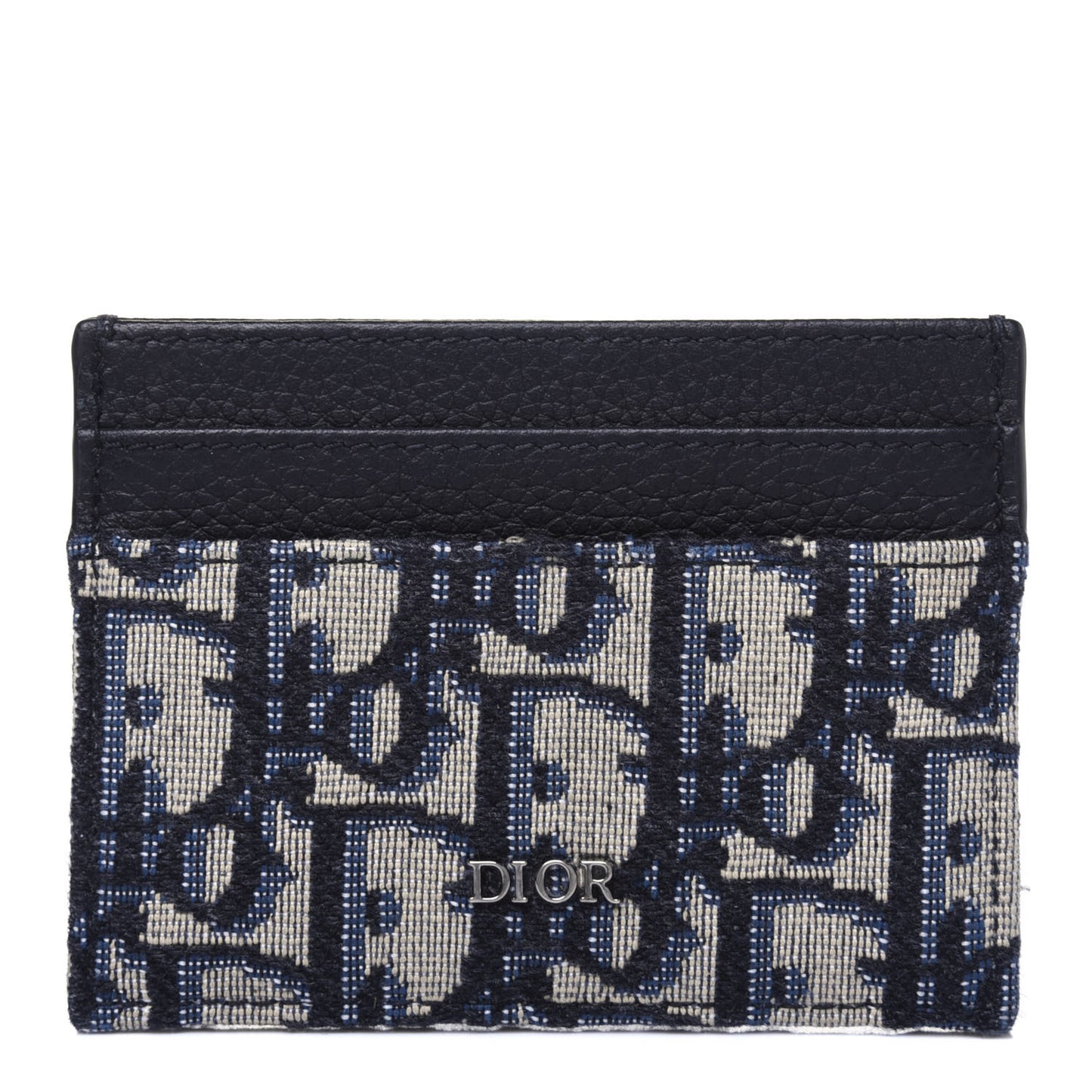 Grained Calfskin Oblique Card Holder Black
