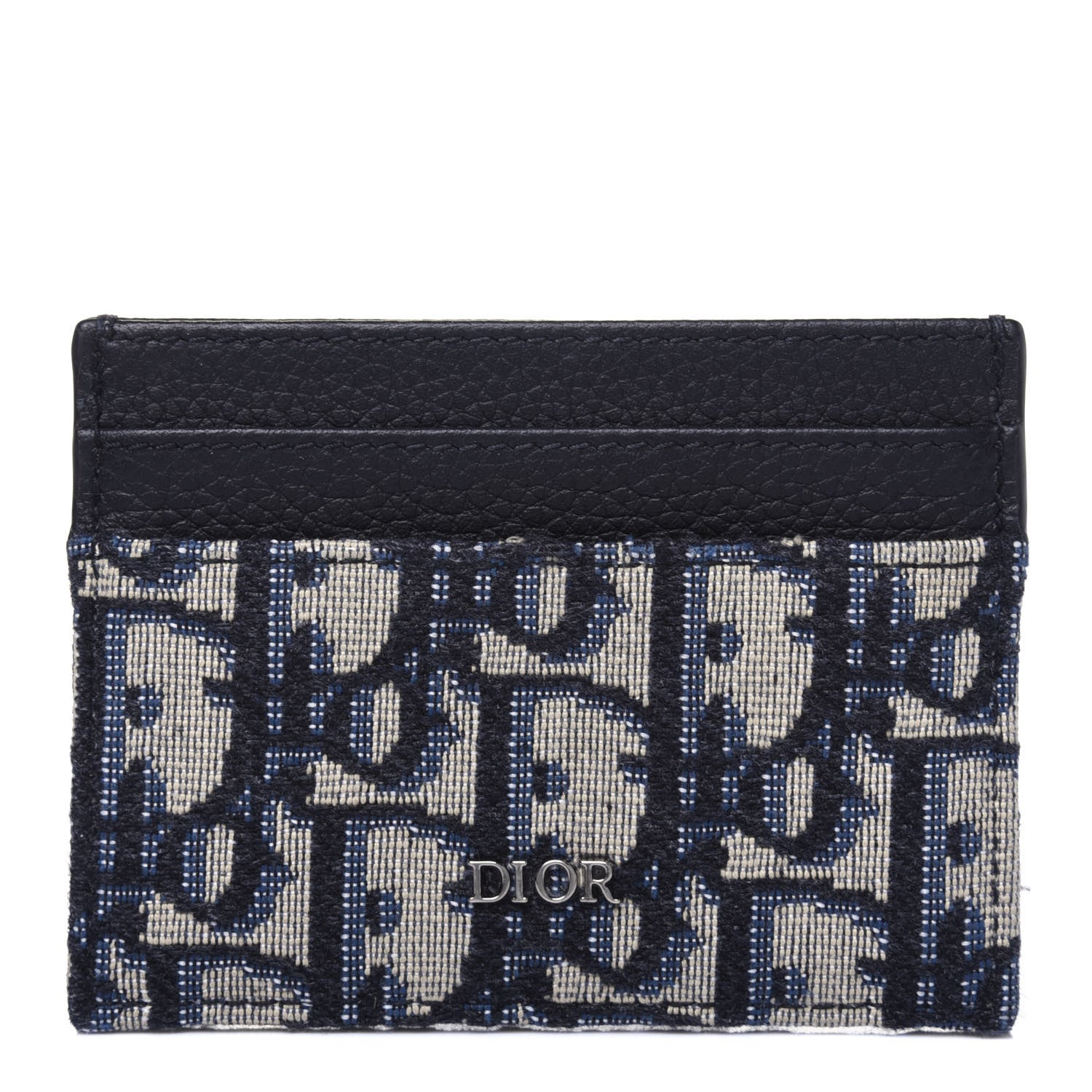 Christian Dior Grained Calfskin Oblique Card Holder Black 1 of 13