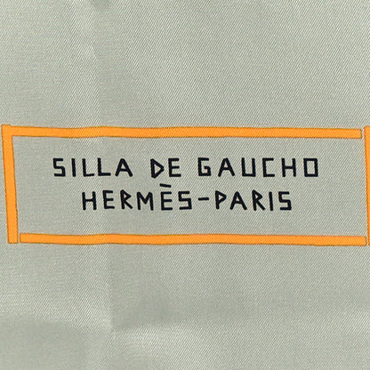 Hermes Silk Silla De Gaucho Scarf 90 Menthol Menthol Vert Amande Marine 2 of 3