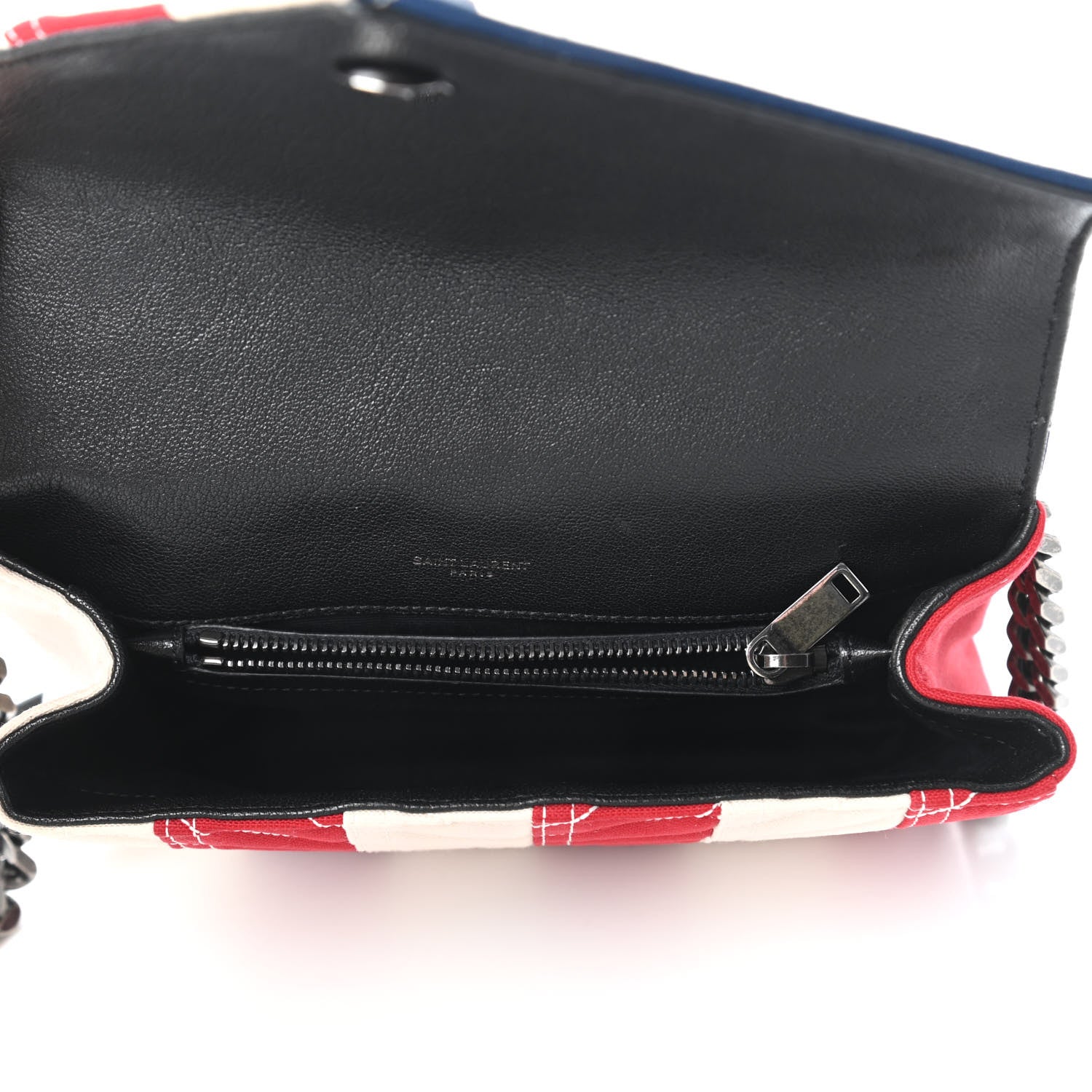 Saint Laurent Canvas Matelasse Chevron American Flag Monogram Medium College Bag Red Blue 5 of 10