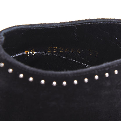 Saint Laurent Suede Blaze Studded Laced Ankle Boots 37 Black 10 of 11