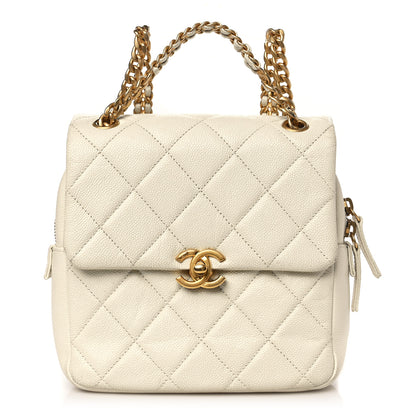 Chanel Shiny Caviar Quilted Chain Melody Backpack White 1 of 11