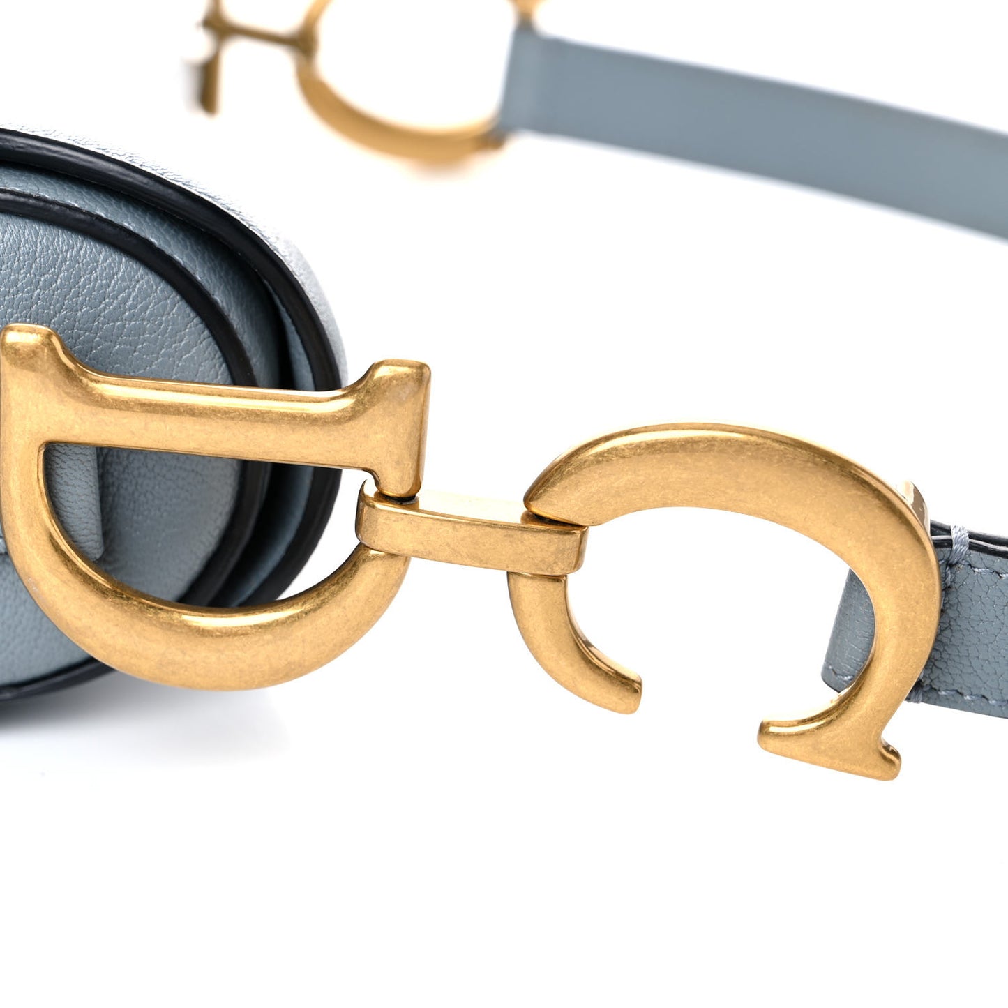 Shiny Goatskin Saddle Bag Cloud Blue