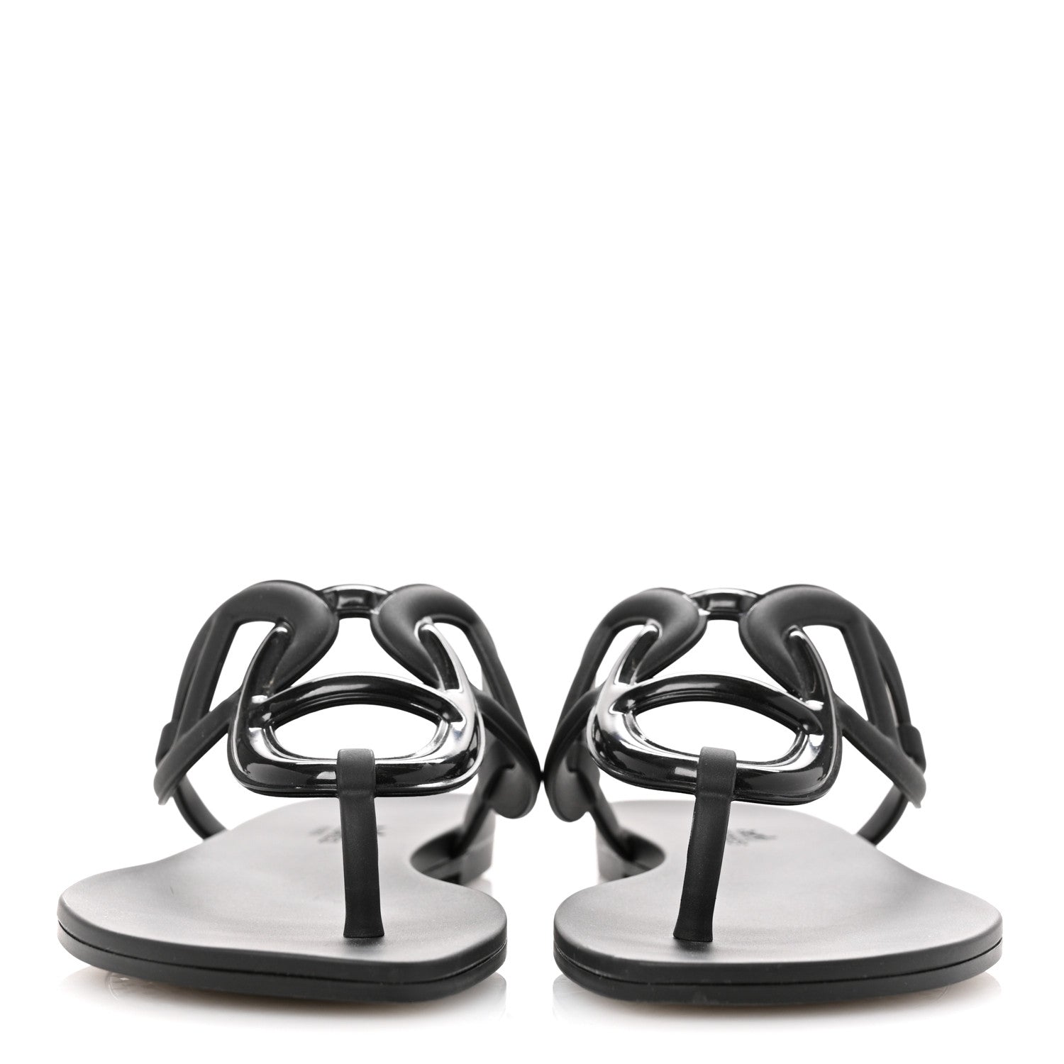 Hermes Rubber Womens Egerie Sandals 37 Black 3 of 9