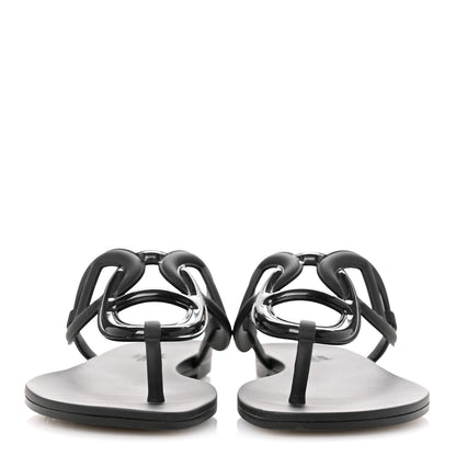 Hermes Rubber Womens Egerie Sandals 37 Black 3 of 9
