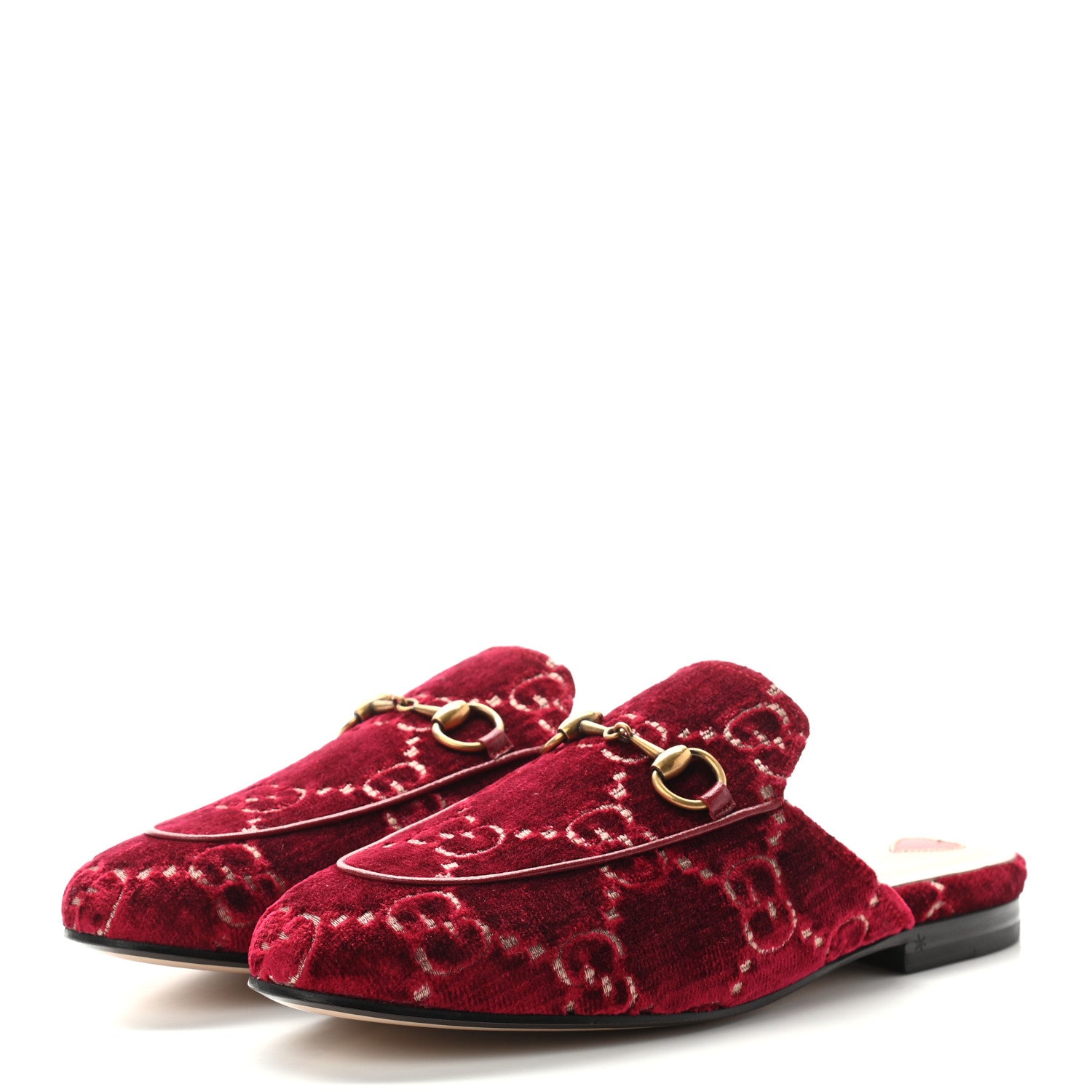 Gucci Velvet GG Monogram Womens Princetown Slippers 35.5 Red Cipria 3 of 8