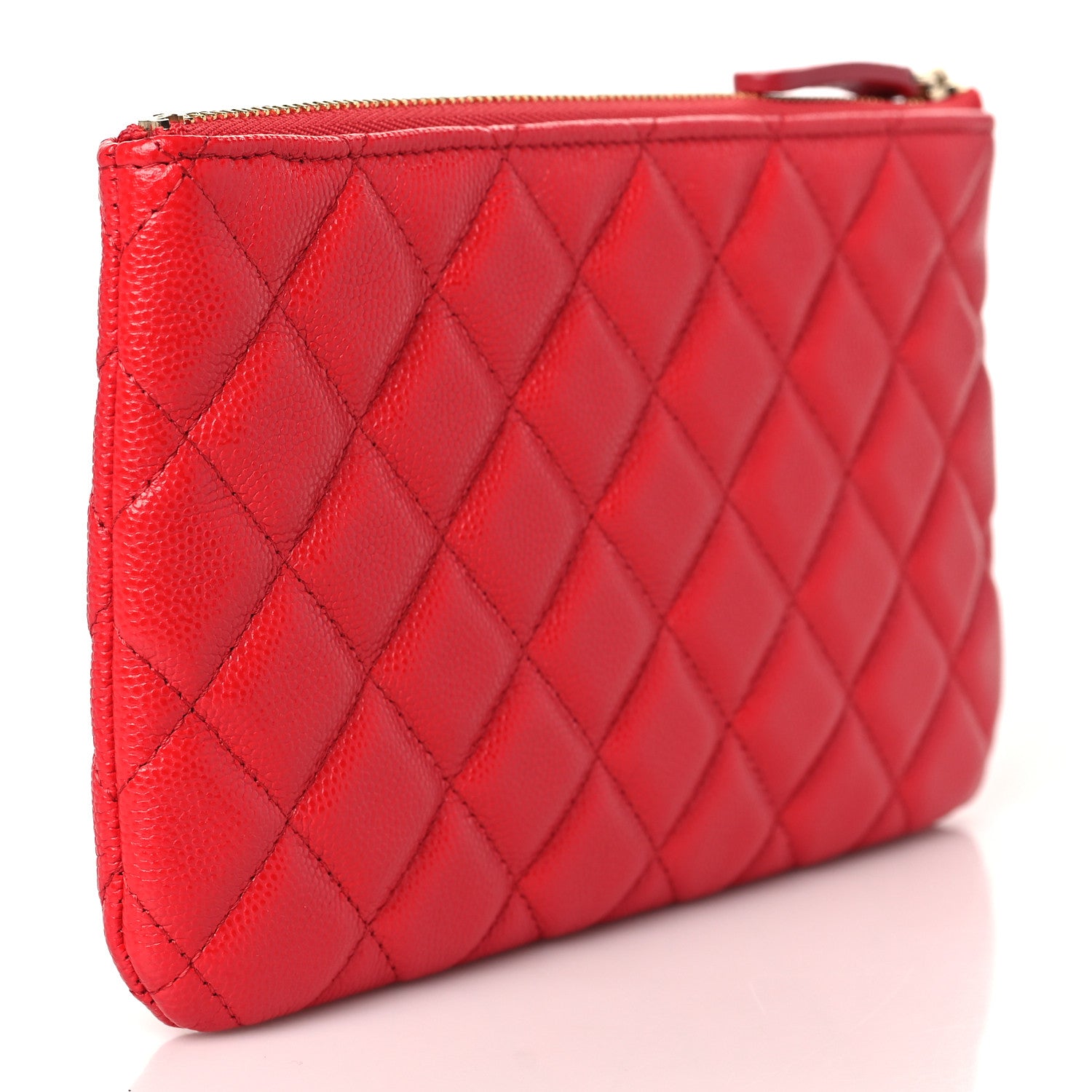 Chanel Shiny Caviar Quilted Cosmetic Case Red 3 of 6