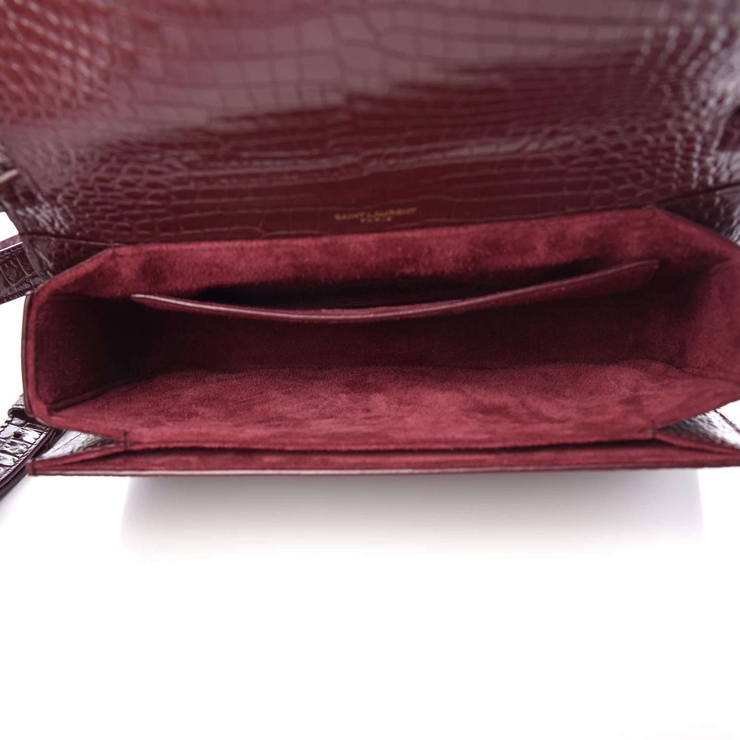 Saint Laurent Calfskin Crocodile Embossed Medium Bellechasse Satchel Rouge Legion 5 of 7
