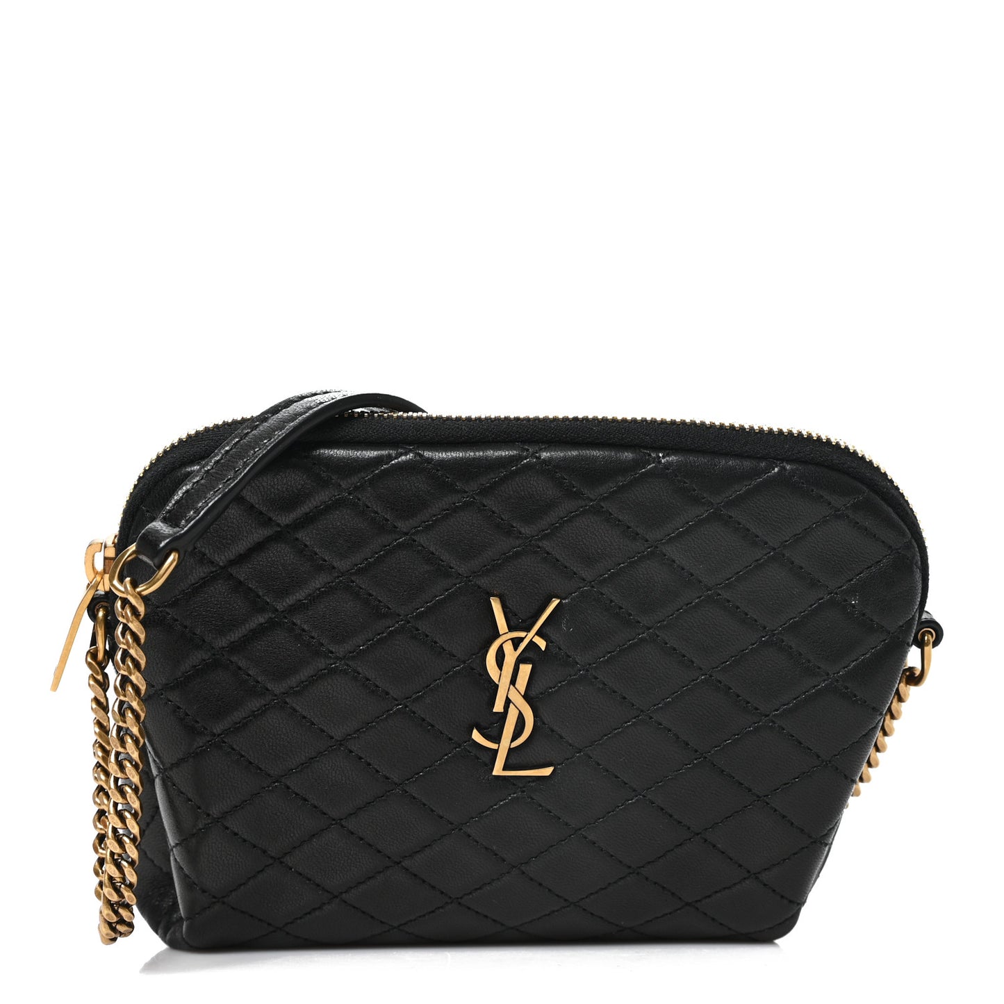 Lambskin Quilted Gaby Zipped Pouch Black