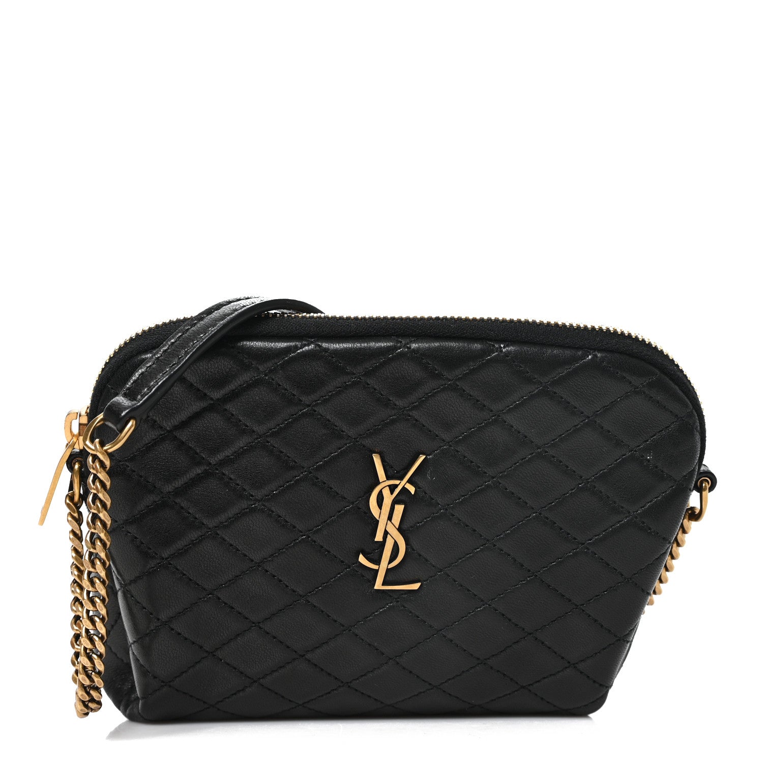 Saint Laurent Lambskin Quilted Gaby Zipped Pouch Black 1 of 11