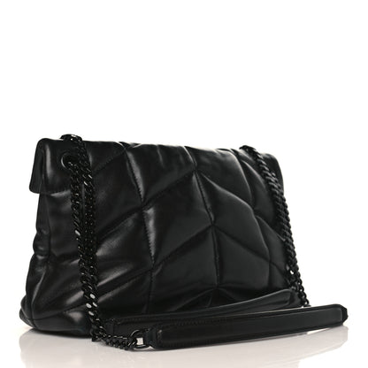 Saint Laurent Lambskin Quilted Small Loulou Puffer Monogram Chain Satchel Black 3 of 9