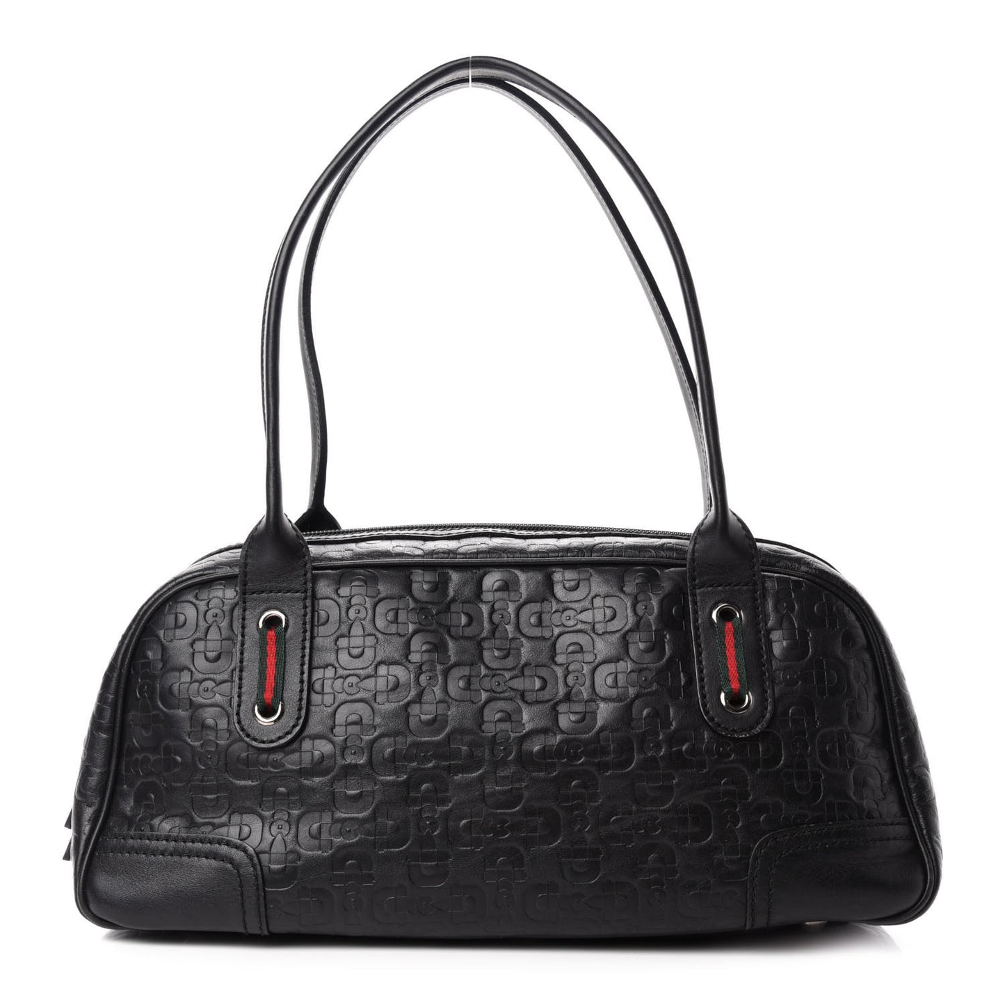 Calfskin Horsebit Embossed Princy Boston Black