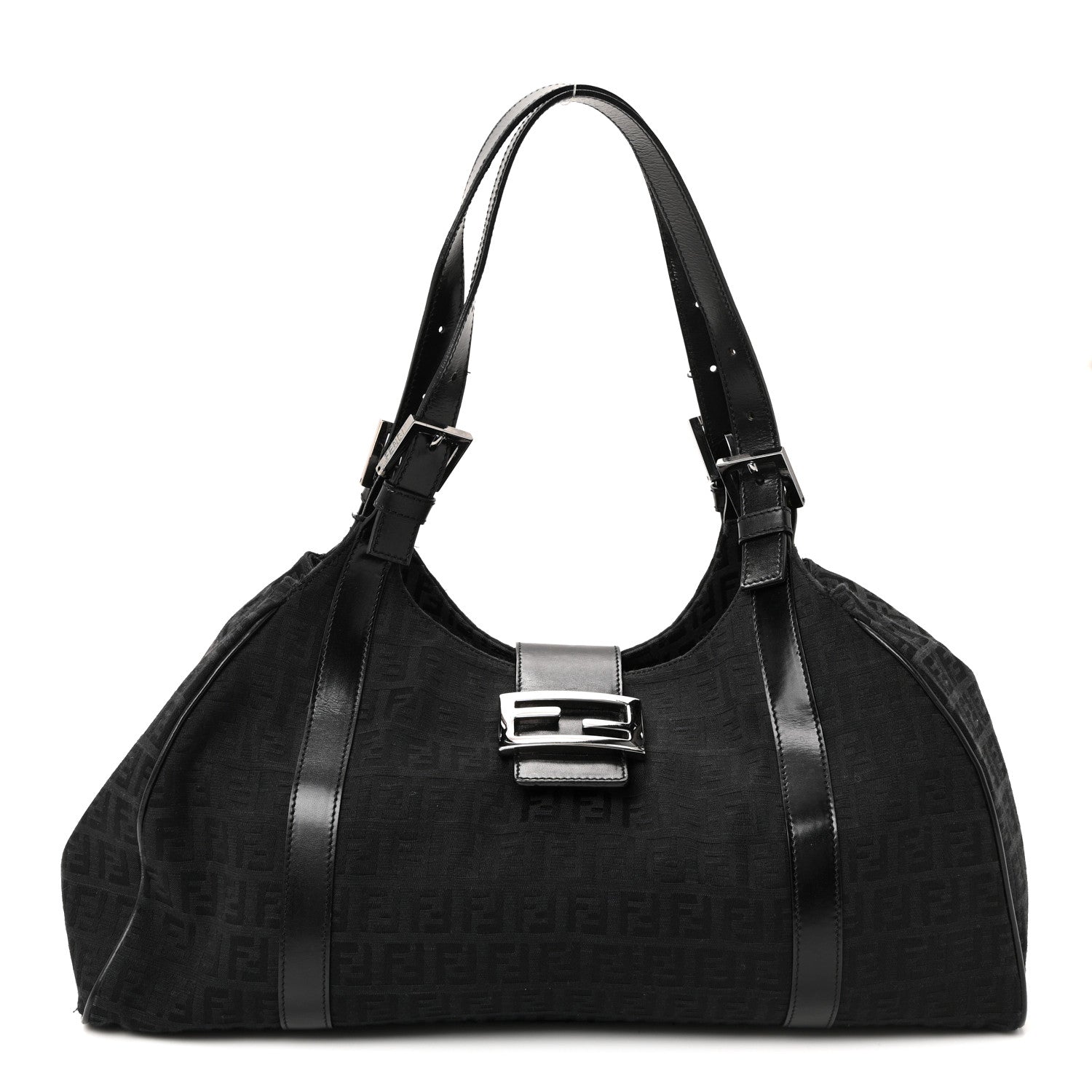 Fendi Zucchino Vitello Shoulder Bag Black 1 of 9